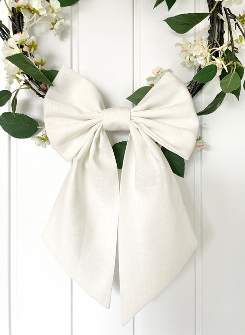 Medium Bow - Cream Linen