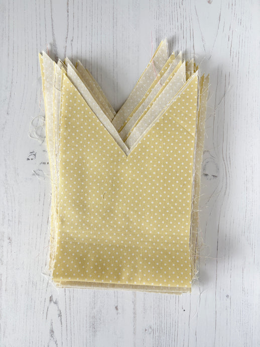 Fabric Scraps - Bunny Bag Cut Outs in Yellow Dotty Cotton