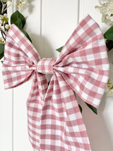 Handmade Medium Bow: Pink Gingham Linen