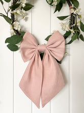 Handmade Medium Bow: Blush Pink Linen