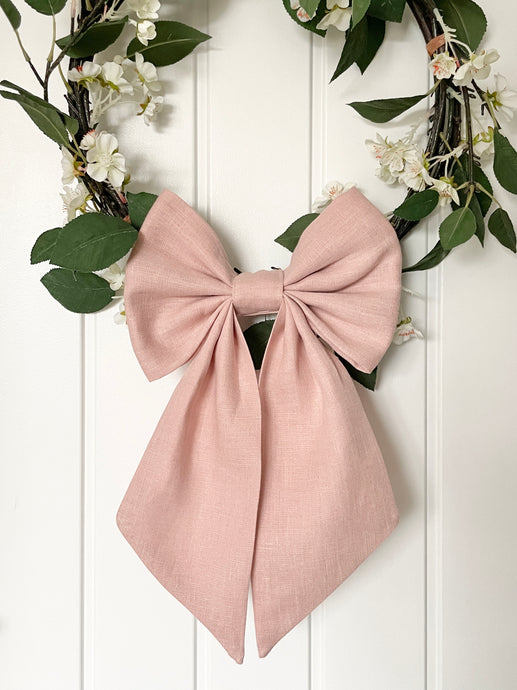 Medium Bow - Blush Pink Linen