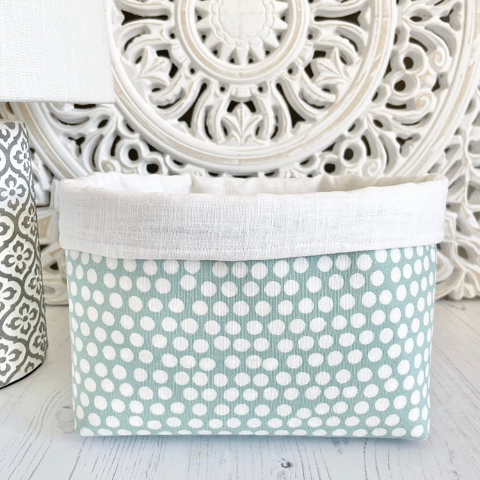 Fabric Storage Basket - Seafoam Green/White