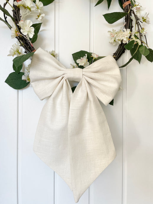 Medium Bow - Cream Linen