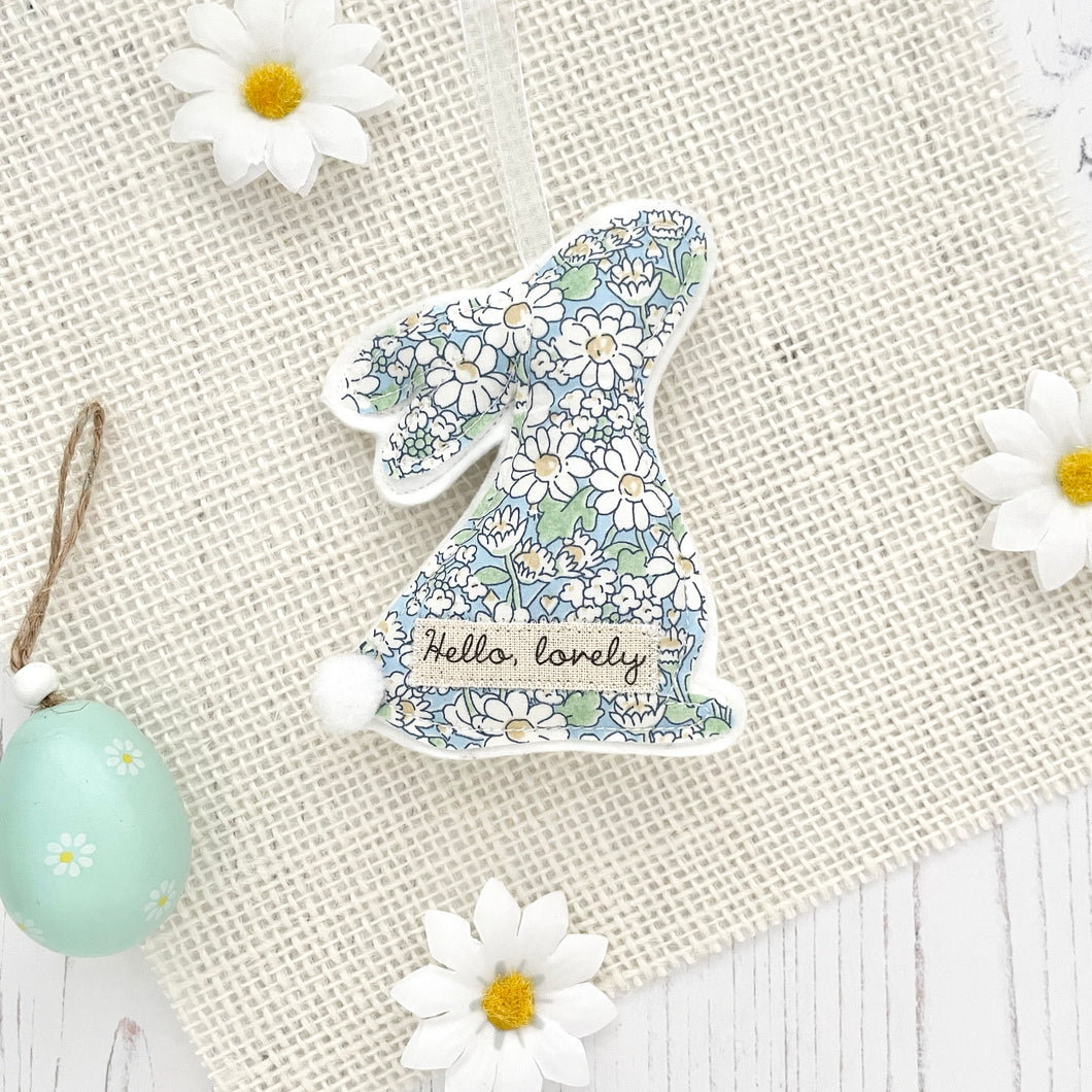 Personalised Bunny Decoration: Liberty Alice Blue