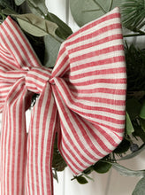 Medium Bow - Red Stripe Linen