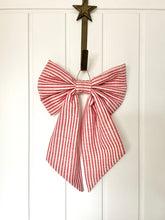 Medium Bow - Red Stripe Linen