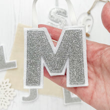 Silver Glitter Letters - Christmas Gift Tags/Tree Decorations