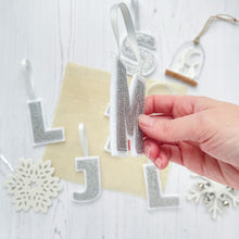 Silver Glitter Letters - Christmas Gift Tags/Tree Decorations