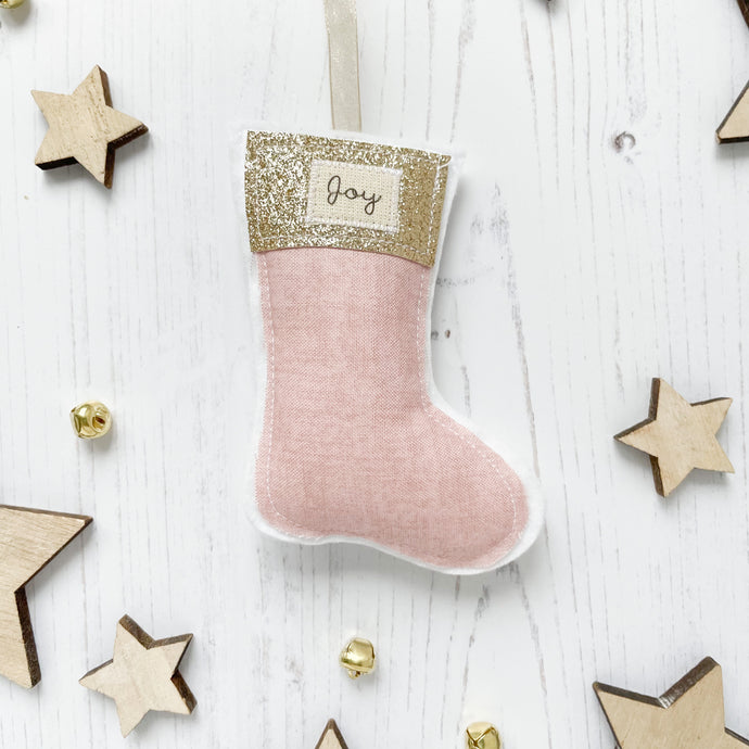 Personalised Christmas Stocking - Pink/Gold