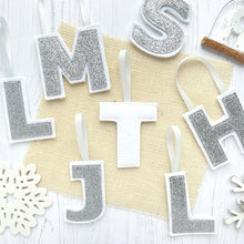 Silver Glitter Letters - Christmas Gift Tags/Tree Decorations