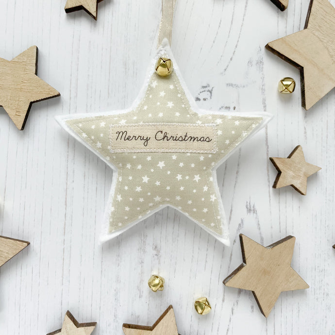 Personalised Christmas Star - Beige/Gold